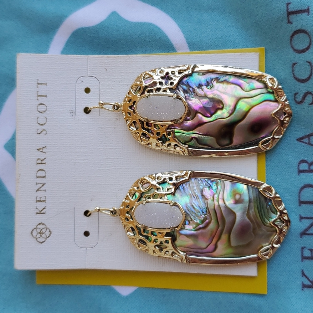 Kendra Scott Deva Earrings Abalone Iridescent Dru… - image 1